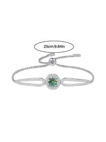 BLOVEMEE 1pc Luxury 925 Sterling Silver 1 Carat Morganite Bracelet, Suitable For Women's Daily Wear, Commuting, Party, Vacation, Birthday, Valentine's Day, Mother's Day, Wedding Anniversary, Christmas Jewelry Gift - Teal - View 3