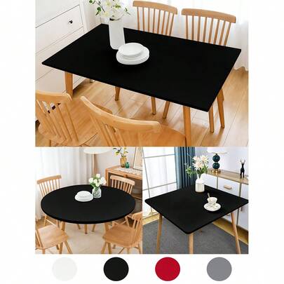 1 pieza Mantel ajustado de unicolor, mantel de seda de leche extraíble y lavable, tela de 125g, adecuado para fiestas, picnics, campamentos, restaurantes, uso al aire interior, no es de talla universal, sin cuerdas para fijar