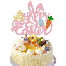 1pc Easter Cake Topper With Rabbit Ears, Spring Themed Cake Decoration For Easter Party - Multicolor - View 5