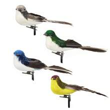 1 件栩栩如生的羽毛鸟人造花卉装饰，自然主题小鸟泡沫与真羽毛