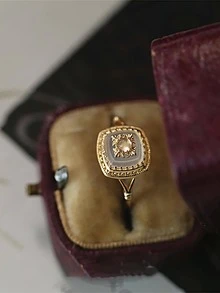 1 件复古奢华方形装饰戒指，女士 S925 纯银精美珠宝礼物，适合女士舞会派对珠宝