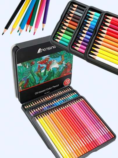 72 Or 36 Colors Colored Pencils In Metal Tin Box, Soft Core Pencils, Multi-Color, Map Pencils, Multi-Color, Art Brushes, Oil-Based Pencils, Suitable For Children, Students, Adults, Beginners, Artists, Professionals, Colorists, Painting, Coloring, Sketching, Writing, Back To School Supplies, Children's Gifts, Christmas Gifts, Easter Gifts, Back To School Gifts, Holiday Gifts, Birthday Gifts, Art Supplies, Painting Supplies, School Supplies