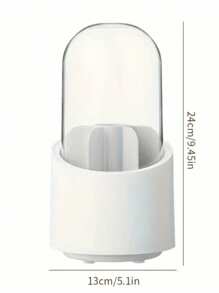 Porta Pincel Rotação Organizador Portátil 360º De Mesa Cosmético Maquiagem Porta-escovas Batom Caixa Tubo Transparente - Branco - Visão 8