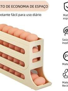 Egg Holder Dispenser 4 Tiers Rolling 24-30 Eggs Refrigerator Tray Organizer - Ngẫu nhiên - Xem 3