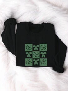 Retro Checkered St Patrick's Day Sweatshirt, Coquette St Patrick Day Sweatshirts, Lucky Shamrock Sweatshirts, Lucky Charm Sweatshirts, Coquette Lucky Tees TX-995