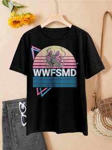 Lovers' Matching T-Shirts Flying Spaghetti Monster Pastafarianism FSM Women's T-Shirt Design - Black - View 2