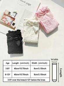 3 Pairs Butterfly Knee-High Socks Without Heel For Girls, Lolita Style Versatile For All Ages - Multicolor - View 3