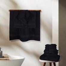 GLAMBURG Ultra Soft 8-Piece Towel Set -% Ringspun Cotton, Contains 2 Oversized Bath Towels 27x54, 2 Hand Towels 16x28, 4 Wash Cloths 13x13 - Everyday Use, Hotel  Spa - Black - 黑色 - 查看 4