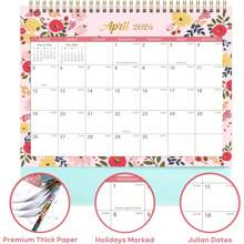 Desk Calendar 2025-2026 - Standing Flip 2025-2026 Desktop Calendar With Thick Paper, 9.8" X 8.3", Jul. 2025 - Dec. 2026, Memo Pages + Twin-Wire Binding + Unruled Blocks - Green And Pink - 8 英吋寬 x 9 英吋高 - 查看 4