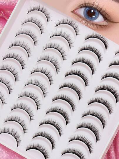 20 Pares de Cílios Postiços Mistos 3D Estilo Natural Novo, Densos e Encaracolados, Criam Olhos Charmosos, Essenciais para Encontros Diários. Cílios Postiços Reutilizáveis Prolongam a Vida da Maquiagem e Ferramentas de Beleza. Cílios Postiços Longos Amados por Fadas, Cílios Postiços Curtos e Densos, Adequados para Casamentos, Festas, Boates e Outras Ocasiões.