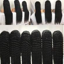 13x4 Lace Front Wigs Human Hair Pre Plucked 200% Density Brazilian Wet And Wavy Human Hair Wigs For Black Women Glueless Curly Lace Frontal Wigs Human Hair Natural Color - 黑色 - 查看 9