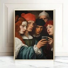 1 件无框自拍海报油画，流行文化现代艺术墙面装饰，美学模因 - 灵感印刷品，适用于浴室、卧室、办公室、客厅 - 人物主题艺术品 - 彩色 - 查看 5