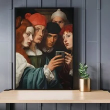 1 件无框自拍海报油画，流行文化现代艺术墙面装饰，美学模因 - 灵感印刷品，适用于浴室、卧室、办公室、客厅 - 人物主题艺术品 - 彩色 - 查看 2