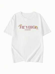 女士圆领宽松休闲百搭蝴蝶印花短袖 T 恤，春夏 - 白色 - 查看 5