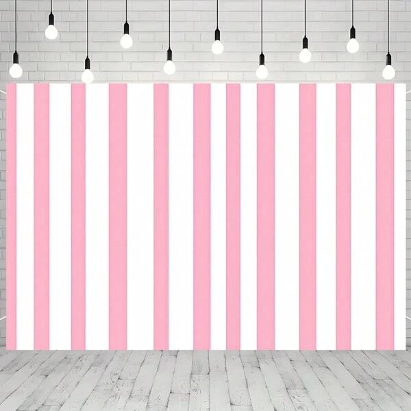 Vielseitiger rosa und weiß gestreifter Hintergrund - ideal für Partys, Geburtstage, Jahrestage | Leicht aufzuhängende Polyester-Wanddekoration für Innen- und Außenfeiern