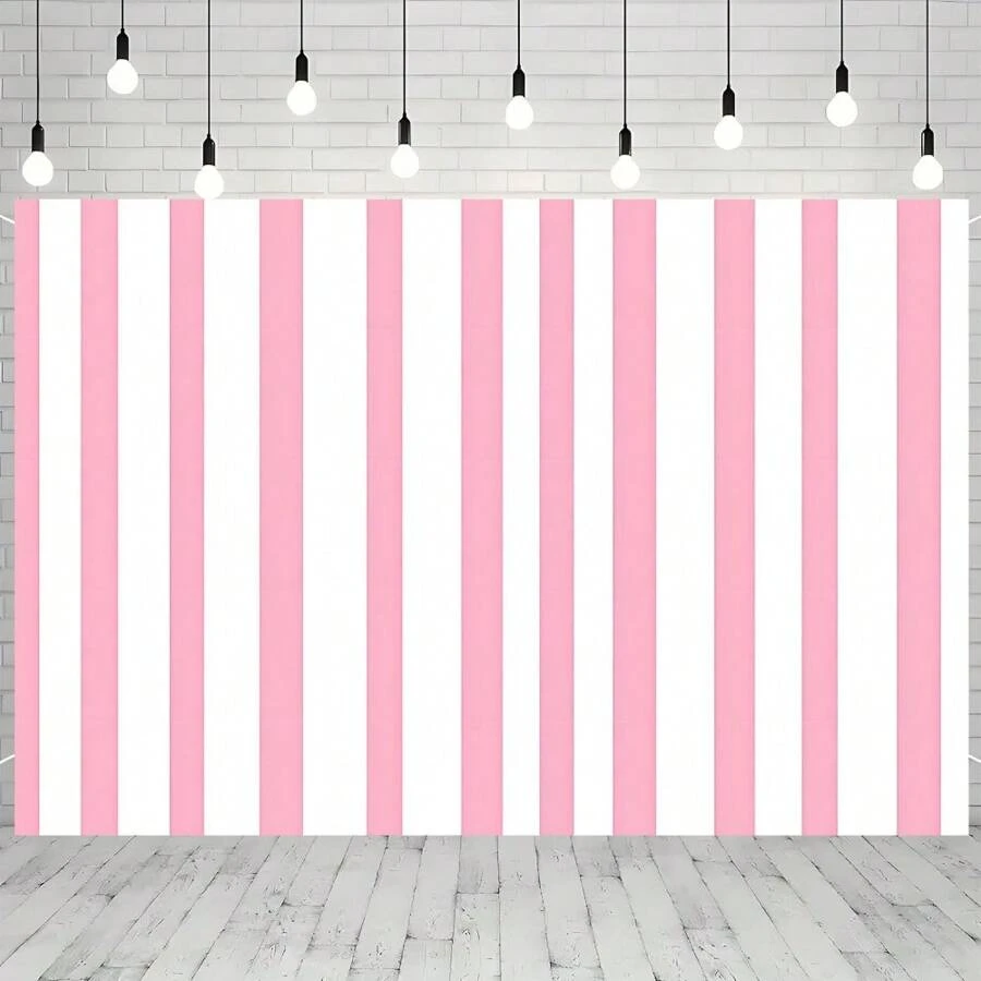 Versatile Pink And White Striped Backdrop - Ideal For Parties, Birthdays, Anniversaries | Easy To Hang Polyester Wall Decor For Indoor And Outdoor Celebrations