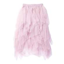 2025 Women's Sexy Solid Color Mesh Skirt, Irregular Elastic Tulle Bubble Skirt, Daily Life And Vacation - 粉色 - 查看 5
