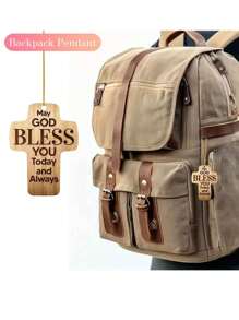 1 件上帝祝福十字形亚克力 2D 吊坠、汽车装饰、庭院装饰、派对装饰、房间装饰、钥匙链背包吊坠、宗教装饰 - 咖啡棕 - 查看 7