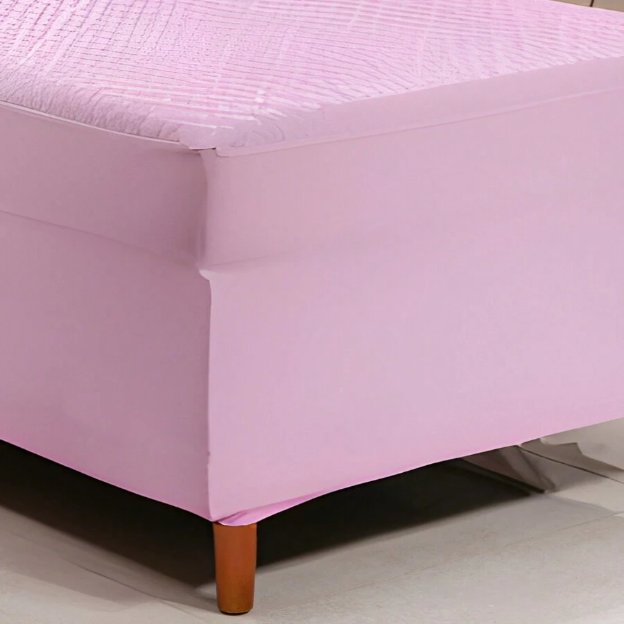 Waterproof Mattress Protector Box Single Mattress Cover - Rosa Pálido - Ver 1