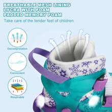 Roller Skates For Boys Girls, 4 Sizes Adjustable Roller Skates For Children With Protective Gear Set, Beginners 6-12 Years Old Light Up Quad Skates Indoor Outdoor Skates, Beginner Roller Skate, Cute And Funny Birthday Gifts For Kids