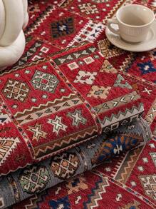 1pc Bohemian Style Geometric Embroidery Sofa Cover, Modern Couch Protector Against Cat Scratching, Suitable For Bedroom, Office, Living Room, All Seasons - Red - View 9