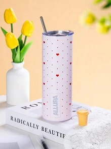 1PC Love Polka Dot Insulated Travel Mug, Easy To Clean Reusable Water Bottle, Double Layer Vacuum Insulated Bottle - Gifts For Girls, Valentine's Day Gifts, Birthday Gifts, Holiday Party Favors, Parties And Outdoor Use