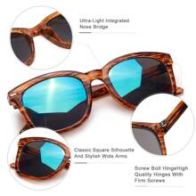 HYCHIC Fashion Sunglasses For Women, Polarized Driving, Anti Glare UV400 Protection, Fashionable Design - 茶條紋*冰藍片 - 查看 3