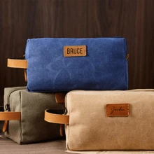 1pc Customized Men's PU Toiletry Bag, Travel Bag, Groomsman Shaving Kit Bag, Makeup Bag, Team Building/Party Wash Bag, Storage Bag, Valentine's Day For Holiday/ Vacation, For Outdoors/Outings/Travel/Hiking/Stadium/Sports/Climbing, For Business/Commute/Work/Office - Multicolor - View 3