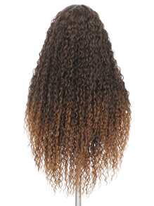 28 英寸女士超长假发，小卷波浪蜜棕色和黑色合成假发，耐热，蓬松浓密，适合日常使用、婚礼和派对