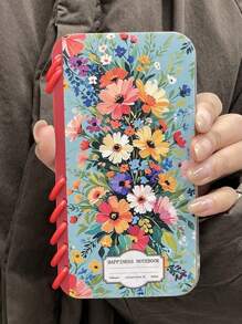 1pc Flip-Cover Floral Oil Painting Print Mobile Phone Case, Book Style Phone Case, Compatible With Apple 11/12/13/14/15/16 Pro Max, Galaxy A05/A15/A25/A35/A53/A54/A55/S23/S24 Ultra Waterproof Shockproof Anti-Fall Scratch Resistant - Clear - View 4