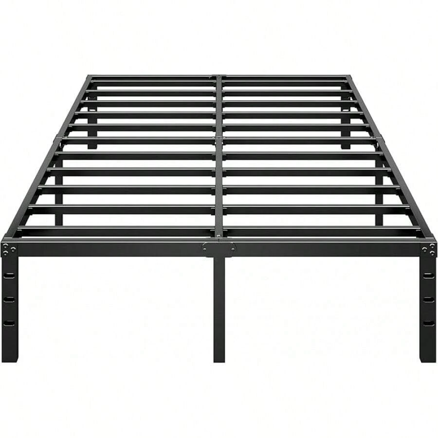 Estructura de cama de plataforma metálica de 18 pulgadas de altura, sin necesidad de caja de resortes, cama individual con tablas de soporte resistentes y de gran durabilidad, fácil de ensamblar, color negro - 12 PULGADAS - Ver 1