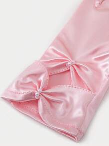 1 Đôi Găng tay cưới trang trí nơ satin, thích hợp cho ngày lễ tình nhân - Màu Hồng baby - Xem 4