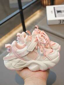 Infant Color Block Cute Pink Sport Casual Shoes, Soft Comfortable Non-Slip - Pink - View 2