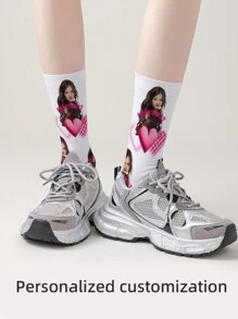 1 Paar individuelle Gesichts-Socken, individuelle Foto-Socken, individuell bedruckte Socken, personalisierte witzige Gesichts-Socken, individuelle Bild-Socken, beliebiges Gesicht auf den Socken, Jahrestags-Geschenk, Valentinstags-Geschenk, Geburtstags-Geschenk, Hochzeits-Geschenk