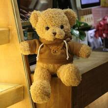 11.8 Inches Teddy Bear Stuffed Animals Soft Plush Cute Teddy Bear With Hoodie Boys Girls (Brown) - 棕色 - 查看 4