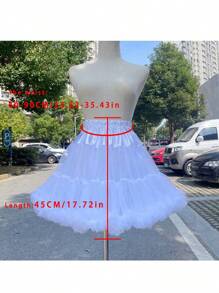Cloud Print Skirt, 35cm Length, Soft Tulle Material, Petticoat Underskirt, Puffy Skirt, Suitable For Cosplay Halloween Christmas Fall Clothes For Women - White - View 4