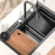 Fregadero De Cocina De Acero Inoxidable Con Accesorios 80x45 - Negro - Ver 5