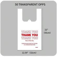 50 Count Plastic Bags, Thank You Bags, Plastic Bags With Handles For Shopping, Grocery, Plastic Bags For Small Business (12.59"X 22"), T Shirt Bags, White Plastic Bag, Gift Bags, Jewelry Packaging Bag, Thank You Bags,Birthday,Bride,Wedding - Multicolor - View 2