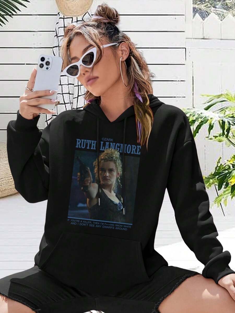 Women's Ruth Ozark Sweatshirt T-Shirt Stylish Comfortable Tops - 黑色 - 查看 1