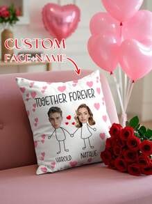1 件定制照片抱枕套，结婚周年纪念情侣礼物，用于家居装饰、情人节、圣诞节、感恩节、母亲节、父亲节、送给爸爸或妈妈的礼物、新年图案、婴儿/情侣/家庭照片、单面打印