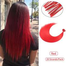 20 hebras de 20 pulgadas de extensiones de cabello sintético multicolor de Kanekalon con punta en I y queratina, para piezas de cabello, Día de San Patricio