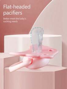 1个新生儿及婴儿安抚奶嘴，硅胶+PP材质，可爱印花设计，配有收纳盒防尘，坚固耐用，手柄设计，适合居家及户外使用，是安抚宝宝日夜的最佳礼物 - 西瓜粉 - 查看 5