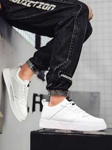 Elegantes Zapatos Para Correr Y Deportes Casuales Diarios Impermeables, Fáciles De Llevar Para Ir Al Trabajo Y Estudiantes Nuevo Zapatos Casuales Con Cordones Para Hombre - Blanco - Ver 4