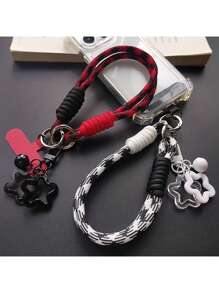 尼龙腕带与手机壳兼容，通用夹式挂绳，编织绳腕带带饰物，适合女性，购物防摔吊坠配件 - 彩色 - 查看 4