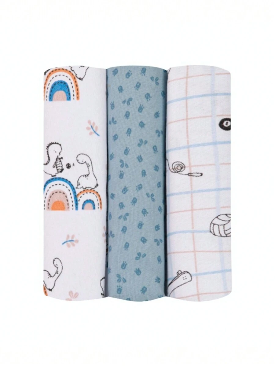 套件 3 婴儿毯法兰绒 Papi 80cmx80cm 男孩女孩 100% 纯棉 - 藍色 - 查看 1