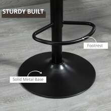 HOMCOM Bar Stools Set Of 2, Swivel Counter Height Barstools With Back, Adjustable Bar Chairs, Breakfast Dining Stools For Kitchen Island Counter With Adjustable Steel Footrest & Base, Brown - Brown - View 6