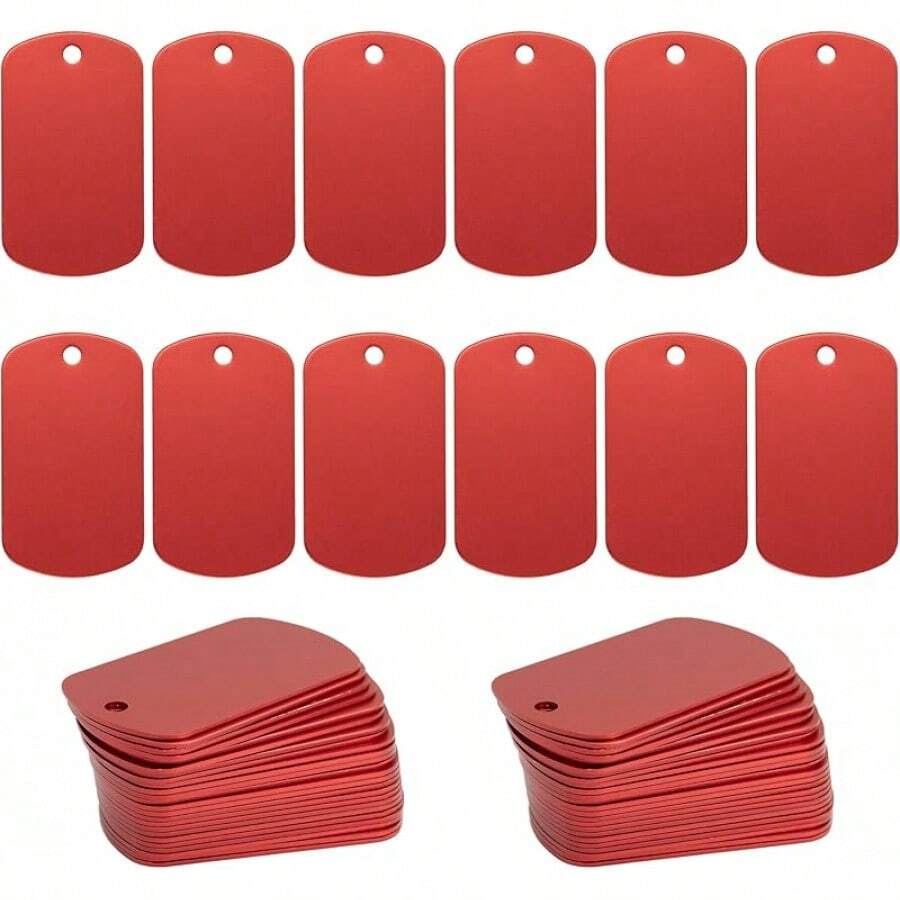 100 Pack Anodized Aluminum Engraving Blank Tags Stamping Blanks (Red ...