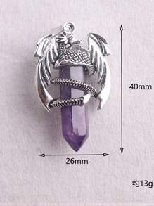 1 chiếc vòng cổ mặt dây chuyền pha lê trụ lục giác hình rồng đá thạch anh hồng đá thạch anh tím tự nhiên hình cánh động vật đá Aventurine xanh pha lê trắng đá đen - rồng bay - Xem 6