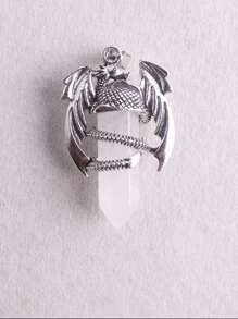 1 chiếc vòng cổ mặt dây chuyền pha lê trụ lục giác hình rồng đá thạch anh hồng đá thạch anh tím tự nhiên hình cánh động vật đá Aventurine xanh pha lê trắng đá đen - rồng bay - Xem 4