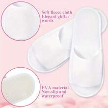 Convenient 30 - Pair Set Of Open - Toe Disposable Slippers For Quick Guest Needs In Spa, Hotel, Home - White - View 7